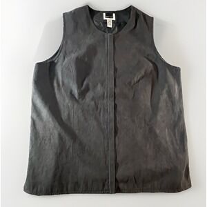 Maggie Barnes 24W Black Faux Suede Vest Plus Size Lined Zip Front Classic